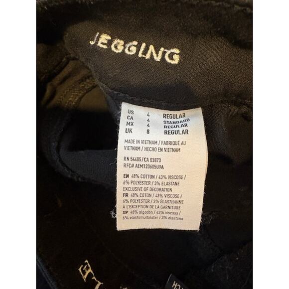 American Eagle Jeans Womens Sz 4 Reg Black Jeggings Stretch Ripped Grunge Gothic - Picture 6 of 12